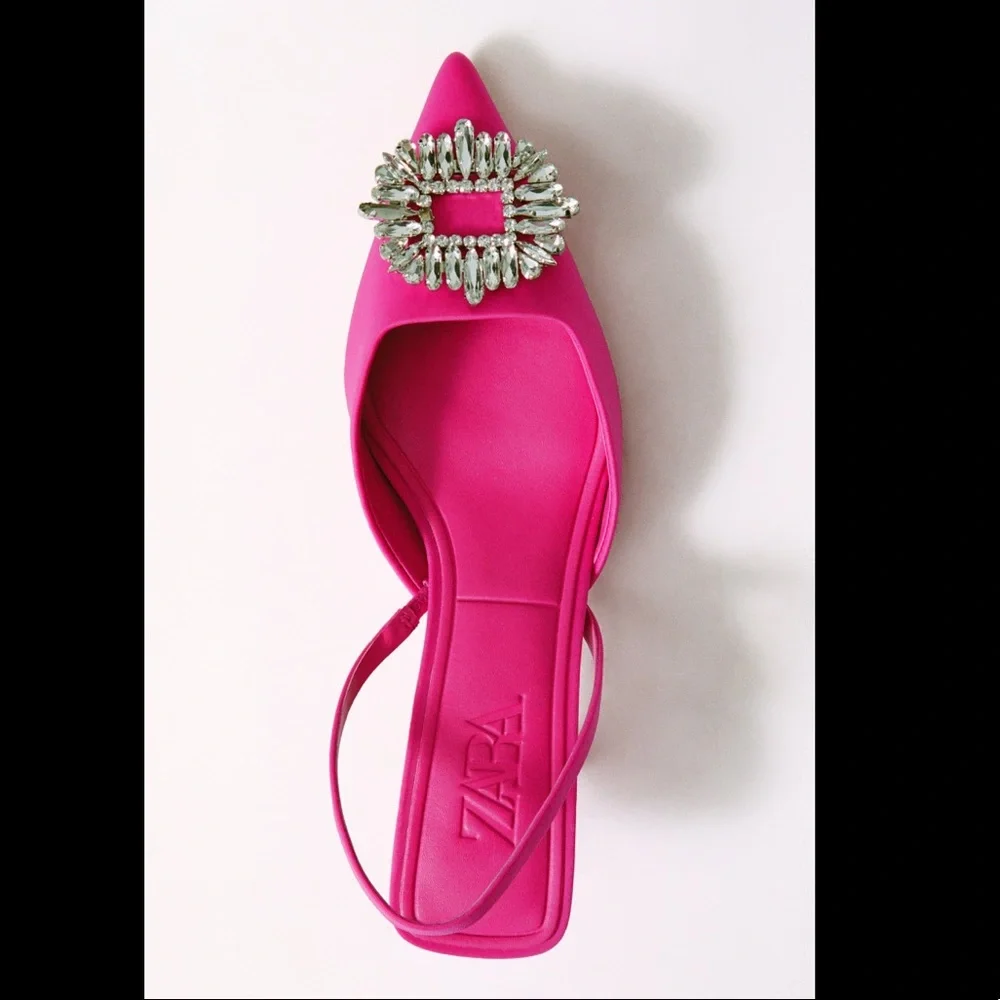 Zara Shimmery Slingback Heels - Picture 4 of 8